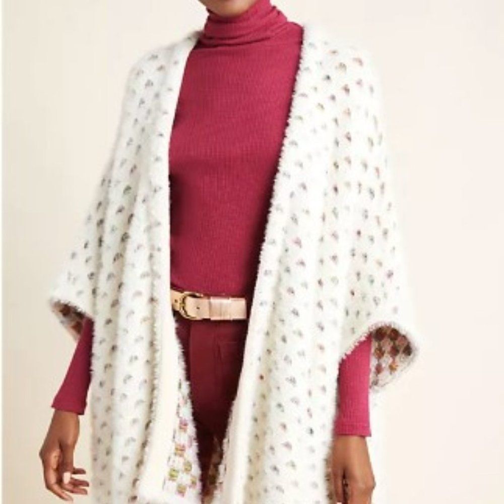 Anthropologie Akemi Kin Aurora rainbow Eyelash Wrap cardigan Kimono One Size - Picture 1 of 11